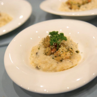Cassolette de Crevettes et St Jacques & Risotto Crémeux aux Cèpes